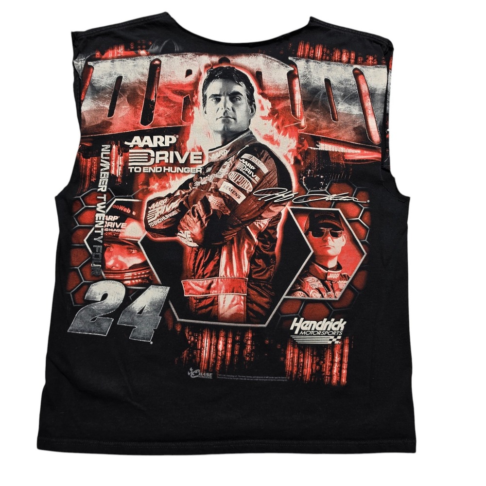 Biker Grunge Y2K Graphic NASCAR Muscle Tee Mens L Black Jeff Gordon 24 AARP